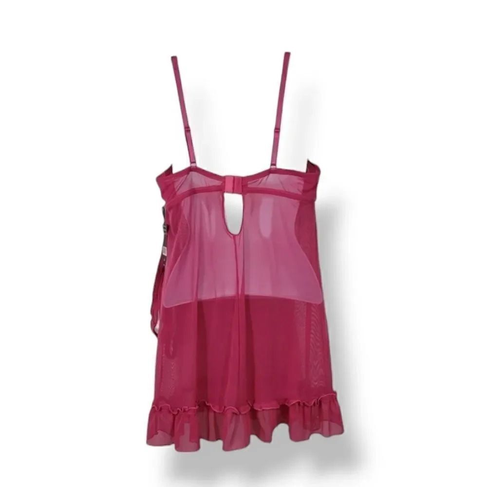 NEW Vintage Flora Follies 2PC Balconette Babydoll Chemise Nightie & Thong Size L - Picture 7 of 13